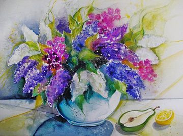 Vase mit Flieder van Dorothy Maurus