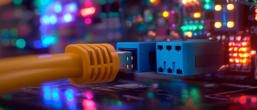 Illuminated cable connections on the PC by Poster Art Shop