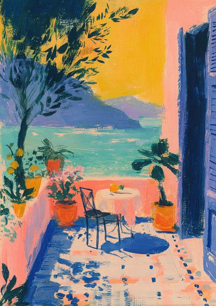 Matisse Terrace Sea View Pastel by Niklas Maximilian