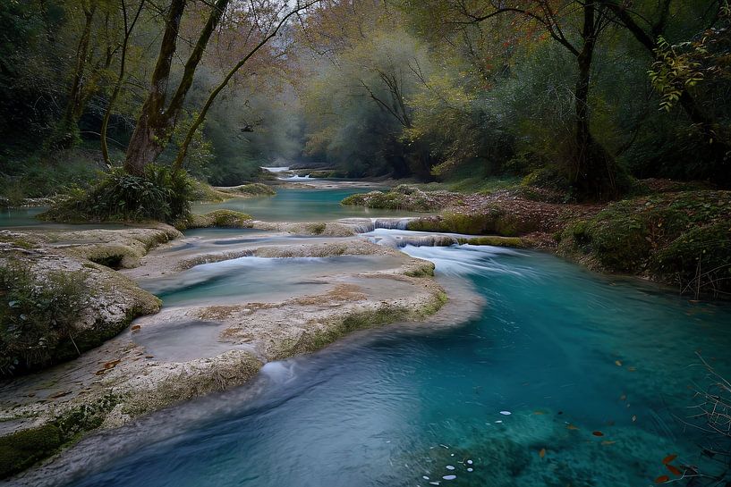 Waterval in de herfst van fernlichtsicht