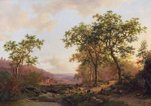 FREDERIK MARINUS KRUSEMAN, Weids landschap in het avondlicht, 1870