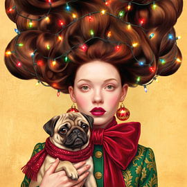 Pug Hugs and Holiday Lights von J.O. Han