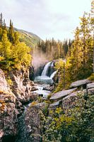 Waterfall between the mountains