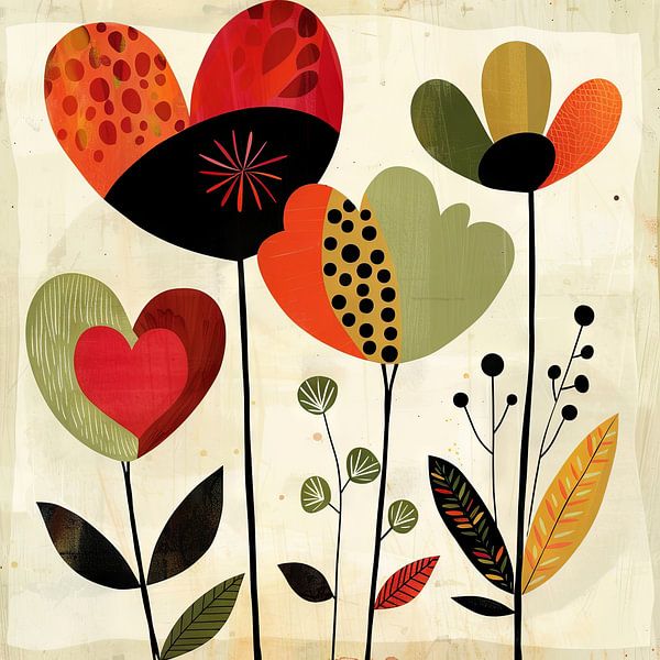 Lively flower illustration by Poster Art Shop