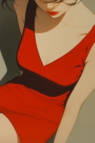 Élégance sophistiquée en robe rouge