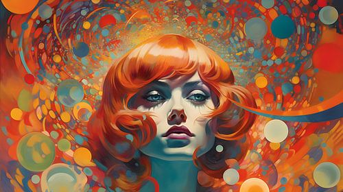 Woman, profile, perfect face, geometry, bright colours