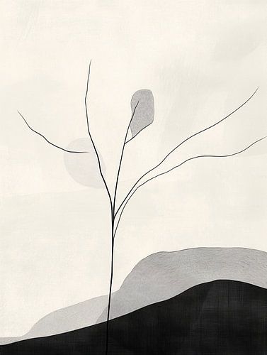 Art paysager minimaliste représentant des branches d'arbre