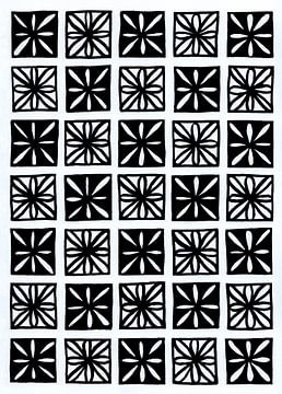 Retro Black and White Flowers Squares by Patricia's Creations