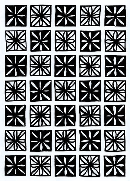 Carrés de fleurs rétro noir et blanc par Patricia's Creations