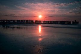 Zeeland, Sonnenuntergang bei Westkapelle