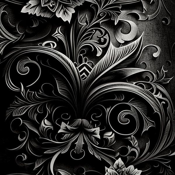 Gravure florale baroque par Vythryd Arts