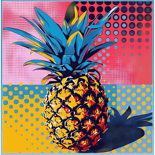 Pop Art Ananas - Levendige, op Warhol geïnspireerde muurkunst