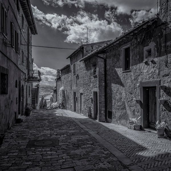 Pienza - 3 - Tuscany - infrared black and white by Teun Ruijters