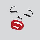 Marilyn Monroe Zeichnung schwarz-weiß mit roten Lippen von sarp demirel Miniaturansicht