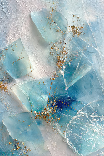 IJsblauw Abstract Schilderij - Elegant Kristal