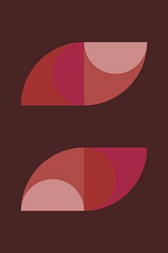 Abstracte geometrische kunst in retrostijl in roze, terra, bruin nr. 1_1 van Dina Dankers