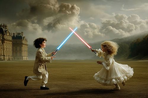 Two Noble Children with Lightsabers - Old Masters Painting