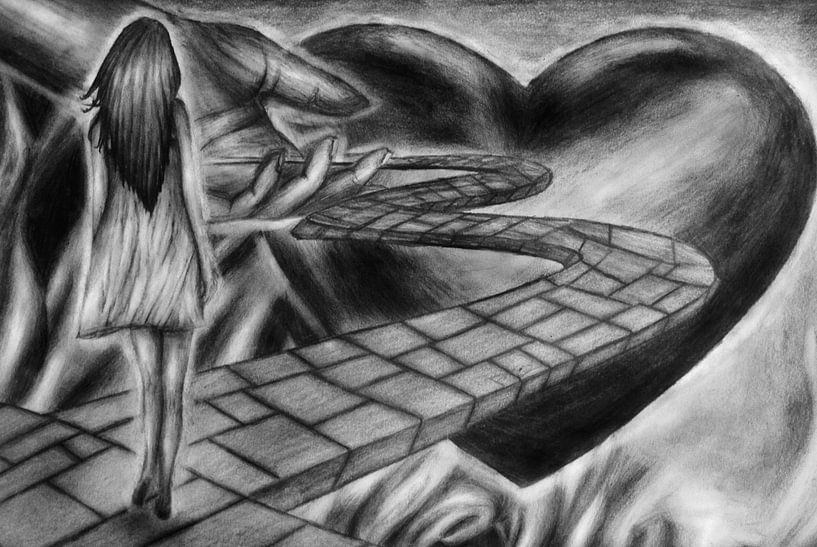 Tekening "Weg van de liefde"  van Cynthia Jansen