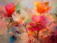 Kleurrijk klaprozen schilderij