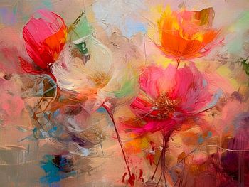 Poppies in the field Abstract -2