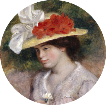 Vrouw met gebloemde hoed, Pierre-Auguste Renoir