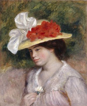 Vrouw met gebloemde hoed, Pierre-Auguste Renoir