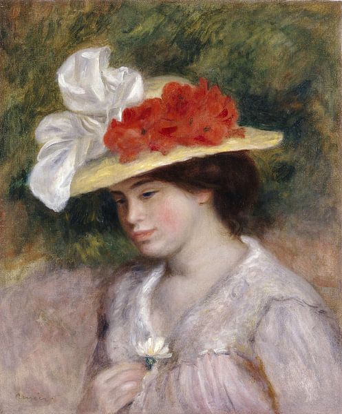 Frau mit geblümtem Hut, Pierre-Auguste Renoir von Meisterhafte Meister