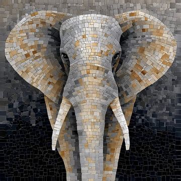 portrait of an elephant in mosaic by Black Coffee