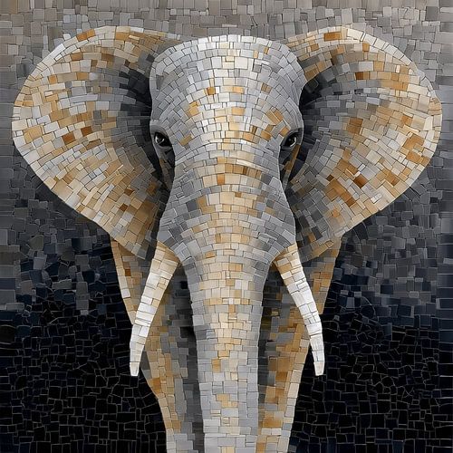 portret van een olifant in mozaïek