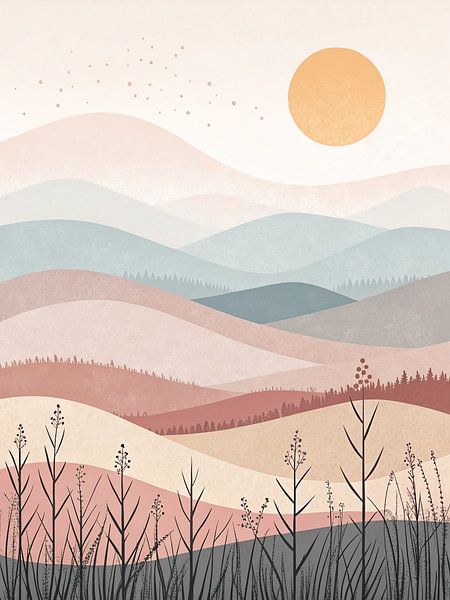 Serene Pastel Hills by Artistic