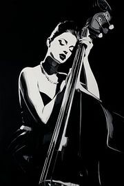 Cellistin in Schwarz-Weiß von Lauren Wilde