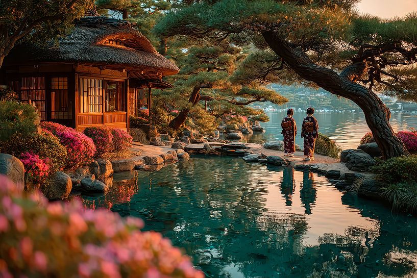 Japon pittoresque geisha&#039;s dans le jardin par Egon Zitter