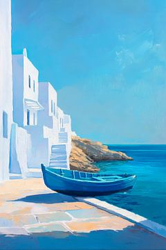 Blaue Bootsanleger von Poster Art Shop