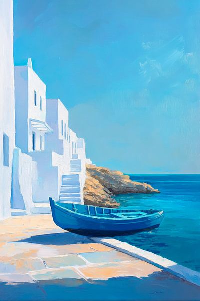 Blaue Bootsanleger von Poster Art Shop