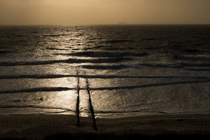 Tegenlicht op de Noordzee, Vlissingen, Walcheren, Zeeland van Mario Lere