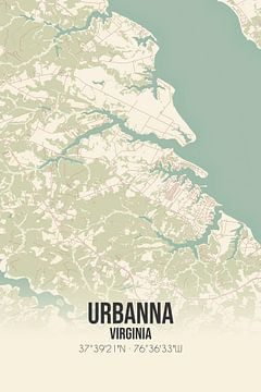 Vintage landkaart van Urbanna (Virginia), USA. van Rezona