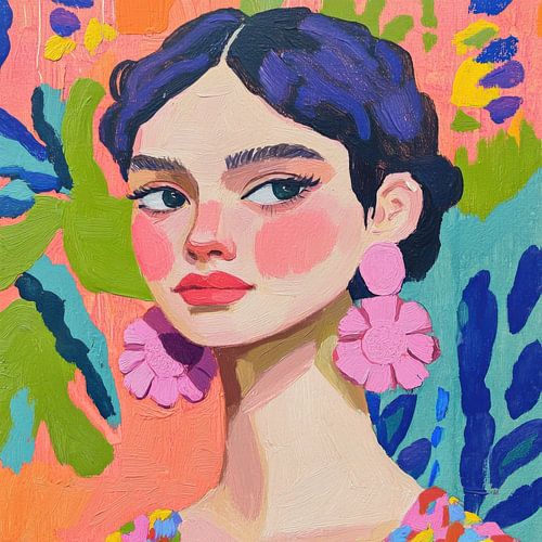 Gouache fashion portrait pink