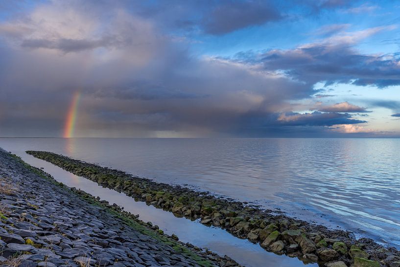 Het Wad Texel met prachtige Regenboog van Texel360Fotografie Richard Heerschap