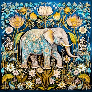 Bunter Elefant im Blumendschungel