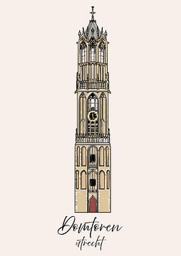 illustratie van de Domtoren in Utrecht