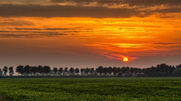 Zonsondergang in de polder van Bram van Broekhoven