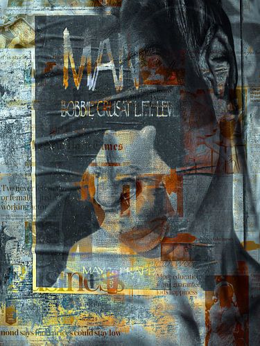 The grey face with orange lips