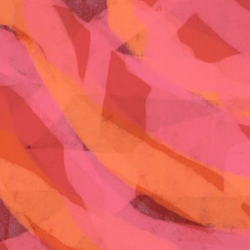 Moderne abstrakte Kunst. Pinselstriche in leuchtendem Pink, Terra, Orange, Weinrot. von Dina Dankers