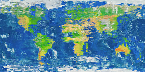 Water reflection world map