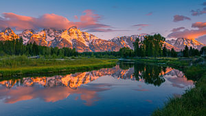 Sonnenaufgang Grand Teton NP, Wyoming, Vereinigte Staaten