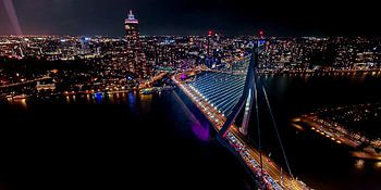 Looking down on Rotterdam's night skyline
