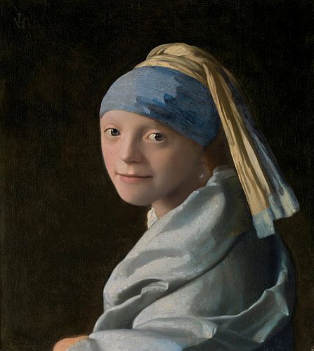 Girl's head disguised as girl with a pearl earring
