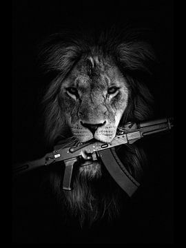 Leeuw met een geweer van P U F F Y