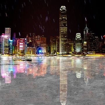 hong kong by night by Stefan Havadi-Nagy