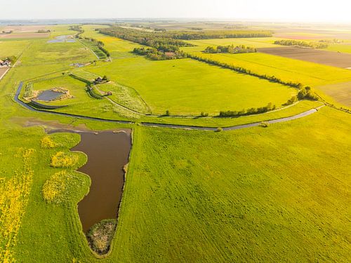 Schokland voormalig eiland in de Zuiderzee van bovenaf gezien